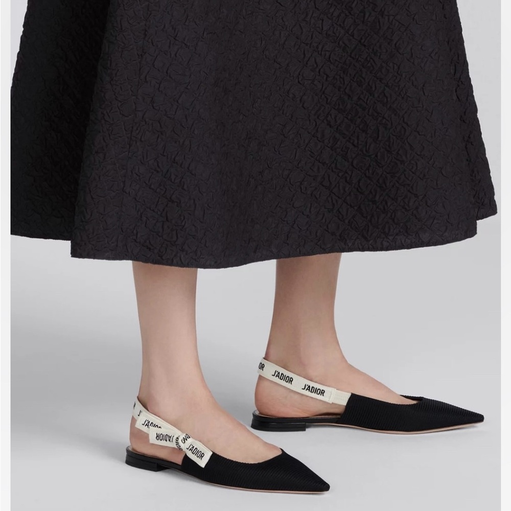 Dior Jadore Black Slingback Flats
